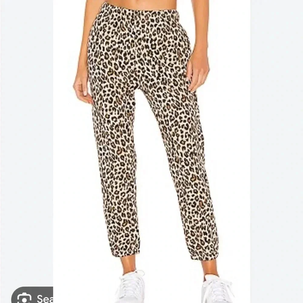 VELVET GRAHAM & SPENCER NEW Bristol Leopard Print Joggers Fleece Sweatpants S - Picture 1 of 10